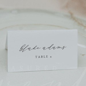 Plantilla de tarjeta de lugar simple, tarjeta de lugar minimalista, tarjetas de lugar de boda imprimibles, tarjetas con nombres de mesa, tarjeta de lugar moderna descarga instantánea MARAH