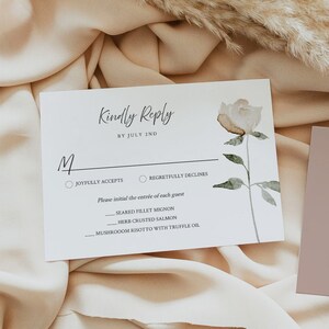 Modèle de carte RSVP ROBYN Rose, carte RSVP mariage imprimable, carte RSVP floral vieux rose, carte réponse mariage automne, carte réponse bohème instantanée