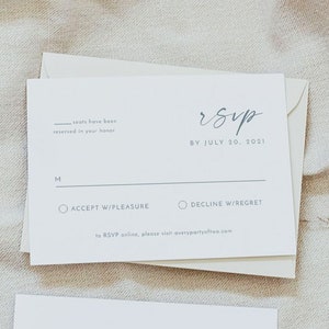 Dusty Blue Wedding RSVP Card Template, Printable RSVP Card, Wedding Response Card, Wedding Reply Card, Minimalist Sky Blue Rsvp Card KENNEDY