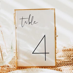 Modèle de numéro de Table de mariage minimaliste, numéros de table simples, numéros de table modernes imprimables, cartes de numéros de table propres ADELLA