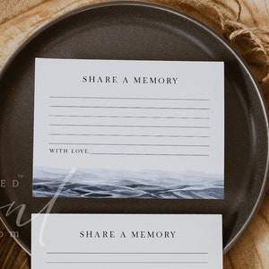 Modèle de carte mémoire pour les funérailles de l'océan, service commémoratif, partage d'une carte mémoire, insertion d'invitation aux funérailles, vagues de l'océan en cartes mémoire à faire soi-même