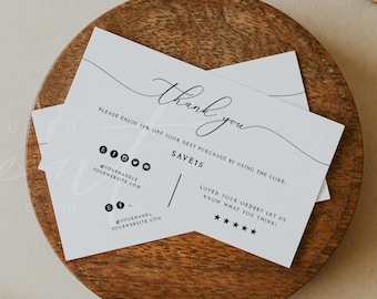 Mini Small Business Thank You Card Template, Calligraphy Thank You Package Insert, Simple Business Thank You Card Business Card DIY ASHER