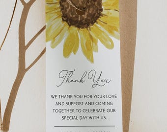 Sunflower Favor Tag Printable, Sunflower Gift Tag, Fall Shower Favor Tag Instant Download, Rustic Yellow Floral Printable Tags DIY - EMMA