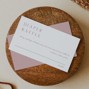 ROGUE Diaper Raffle Ticket Template, Dusty Rose Baby Shower Diaper Raffle Game Printable, Mauve Baby Shower Diaper Raffle Insert Minimalist