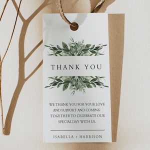 Sjabloon groen bruiloft gunst tag, groen gunst tags, Boho winter groen partij cadeaukaartje Instant Download afdrukbare bewerkbare - LANA