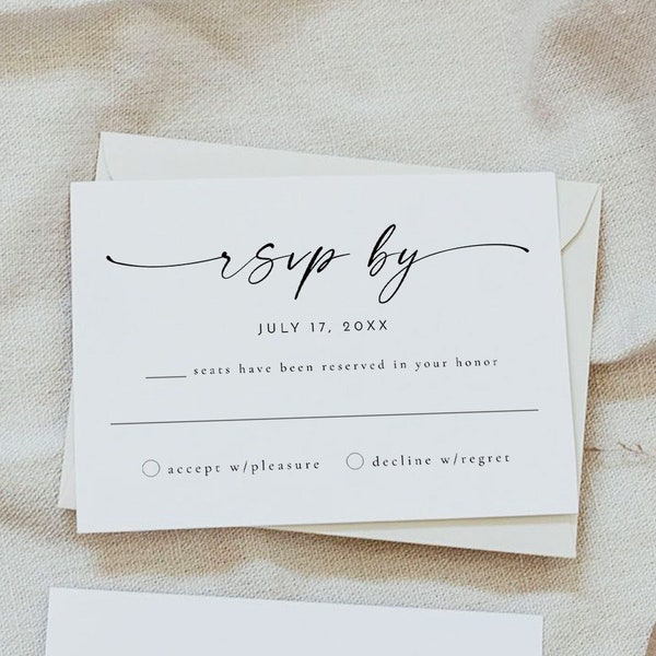 BLAIR Modern RSVP Card Template, Boho RSVP Postcard Instant Download Printable, Simple Rsvp Postcard Printable, Elegant Classic Wedding Diy