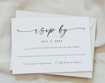 BLAIR Modern RSVP Card Template, Boho RSVP Postcard Instant Download Printable, Simple Rsvp Postcard Printable, Elegant Classic Wedding Diy