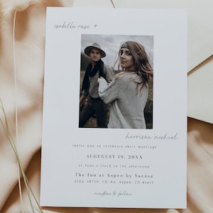 Photo Wedding Invitation, Modern Minimalist Wedding Invite, Printable Wedding Invite, Instant Download Picture Evite Email Invite - ALINA