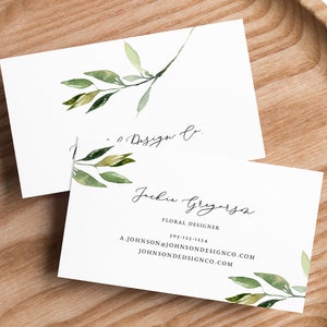 ISABELLA Greenery Visitenkarte Vorlage, druckbare Visitenkarten, elegante Visitenkarte, bearbeitbare Visitenkarte, Instant Download