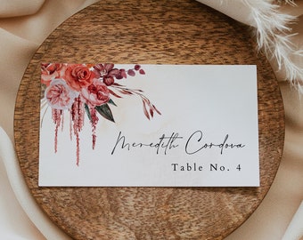 LYRA Fall Wedding Place Card Template, Burgundy Place Card Template, Navy and Wine Place Card, Autumn Wedding Place Card, Winter Wedding