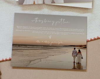 ADELLA Minimalist Photo Elopement Announcement Template, Nothing Fancy Just Love We Eloped Announcement, Modern Private Wedding Ceremony