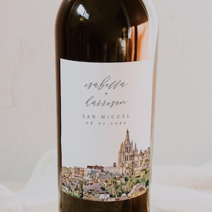 Wedding Wine Label Template, Wine Labels Wedding, Editable Wine Labels, Printable Wine Labels, Travel Destination Wedding DIY - SAN MIGUEL