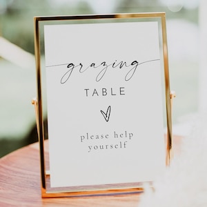 Minimalist Grazing Table Sign Template, Modern Food Table Sign Printable, Boho Appetizer Sign, Wedding Grazing Table Sign - BLAIR