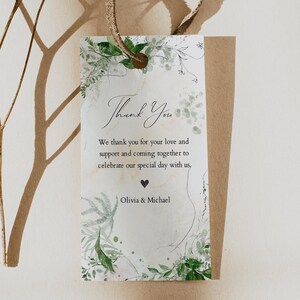 Greenery Favor Tag Template, ätherisches Aquarell Greenery Geschenkanhänger zum Ausdrucken, Garten Babyparty, Boho Hochzeit, Boho Shower - GIANNA