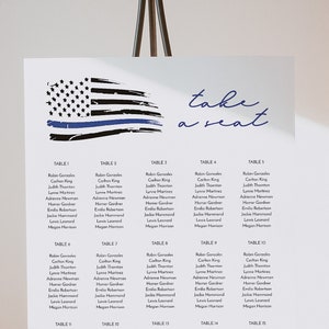 POLICE Seating Chart Template, Thin Blue Line Seating Chart Printable, Blue Line Seating Chart, Police Officer Retirement Party Seating Sign