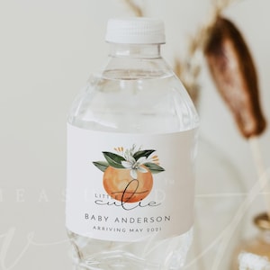 Little Cutie Water Bottle Label Templates, Clementine Baby Shower Water Bottle Stickers, Gender Neutral Citrus Orange Baby Shower CALLIOPE