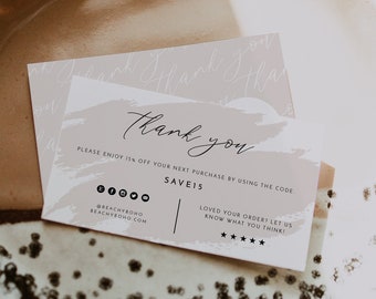 AYSHA Small Business Thank You Card Template, Boho Thank You Package Insert, Modern Splash Business Card, Thank You For Your Purchase Small