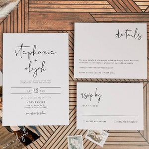 Minimalistische Hochzeitseinladungsreihe, Fotohochzeitseinladung, bearbeitbare Hochzeitseinladung, moderne Hochzeitseinladung Set Instant Simple ADELLA