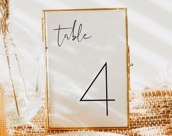 ADELLA Minimalist Wedding Table Number Template, Simple Table Numbers, Modern Table Numbers Printable, Clean Table Number Cards