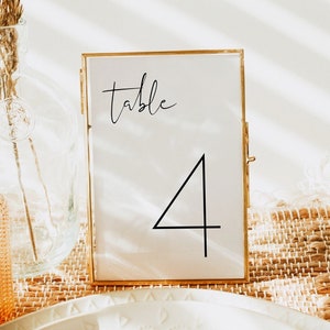 ADELLA Minimalist Wedding Table Number Template, Simple Table Numbers, Modern Table Numbers Printable, Clean Table Number Cards image 1