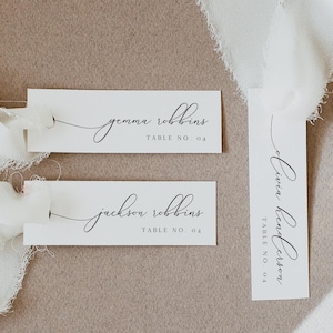 Schlanke Tischkartenvorlage, dünne Hochzeitstischkarten, dünne Hochzeitstischkarten, elegante Kalligraphie-Schreibtisch-Namenskarten schmaler ASHER