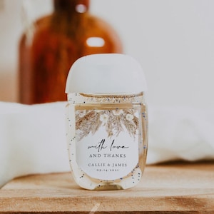 Modello di etichetta disinfettante per erba della pampa, etichetta disinfettante stampabile per bomboniere di nozze, bomboniere disinfettante per baby shower, bomboniere per addio al nubilato - CIERA