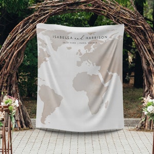 Wedding Ceremony Backdrop, Wedding Tapestry, Backdrop for Wedding Ceremony or Reception, Destination Wedding Banner, Watercolor Map CARMEN