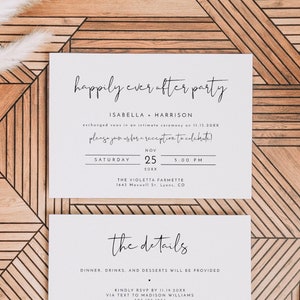 ADELLA Minimalist Happily Ever After Party Invitation Template, Reception Party Invitation, Modern Elopement Invite, Elopement Announcement