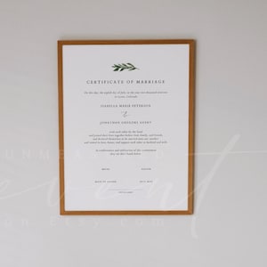 Greenery Heiratsurkunde Vorlage, Botanische Heiratsurkunde DIY druckbares Geschenk für Brautpaar Andenken Rustikales Aquarell - LANA