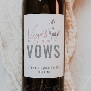 Plantilla de etiqueta para botella de vino Vegas Before Vows, regalos de despedida de soltera en Las Vegas, despedida de soltera en Las Vegas, etiqueta de vino imprimible, bricolaje instantáneo - GENNA