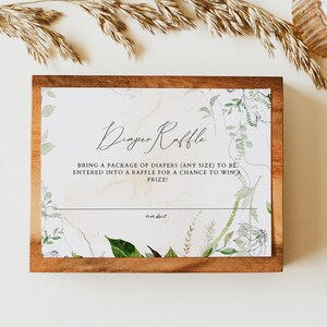 GIANNA Etherial Greenery Windel-Verlosungskarte, bedruckbare Windel-Verlosungskarte, Greenery-Baby-Dusche-Windel-Verlosungsspiel, sofort zum Selbermachen