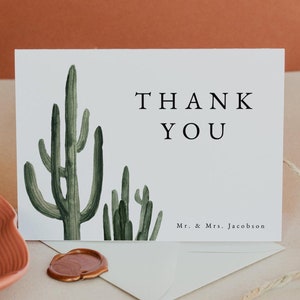 Sjabloon cactusbedankkaart, bedankkaart woestijnbruiloft, boho-bedankkaarten, bedankkaart boho-bruiloft instant - ELEANOR