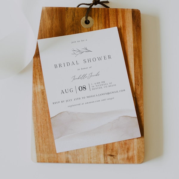 AMELIA Desert Bridal Shower Invitation Template, Beach Bridal Shower Invitation, Bohemian Bridal Shower Invitation Templett, DIY Invite