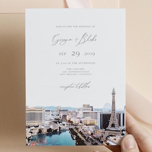 Monte - Modello di invito per matrimonio a Las Vegas, invito per matrimonio a Las Vegas, invito per matrimonio a Las Vegas Strip con acquerello Download immediato Templett