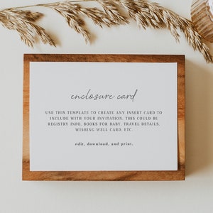 ALINA moderne minimalistische behuizing kaartsjabloon, eenvoudige uitnodiging invoegen afdrukbare, instant download hedendaagse baby bruids douche DIY