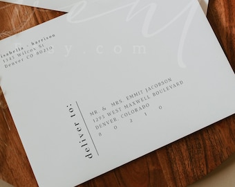 Modèle d'enveloppe de mariage JANA, enveloppe de mariage imprimable minimaliste moderne, enveloppes de mariage modifiables, modèle d'adresse d'enveloppe DIY