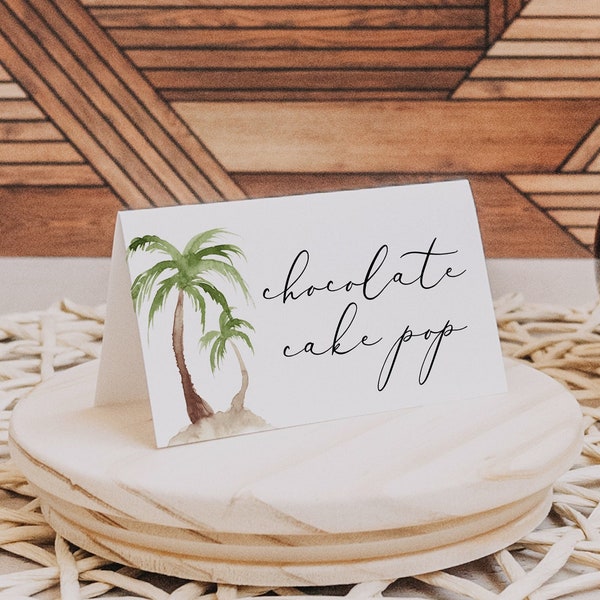 FIONA Palm Tree Buffet Card Template, Tropical Party Buffet Cards, Beach Food Labels Instant Download Printable, Luau Pool Birthday Party