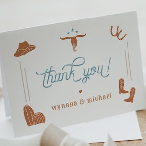 Western Danke-Karte Vorlage, Western Danke-Karte zum Ausdrucken, Cowboy Hochzeit Danke, Cowboy Geburtstagsparty Baby Shower WYNONA