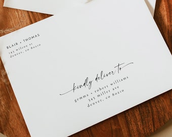 BLAIR Envelope Addressing Template, Bohemian Wedding Guest Addressing Envelope, Modern Minimalist Wedding Envelopes Editable DIY