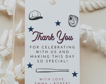 Baseball Favor Tag Template, Baseball Birthday Favor Tag Printable, Baseball Gift Tag, Rookie of the Year Birthday Tags, Sports Themed BARRY