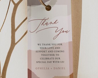 Bohemian Wedding Favor Tag Template, Terracotta Wedding Favor Tags, Southwestern Wedding Gift Tag Printable, Shower Favor Tag Editable DUSK