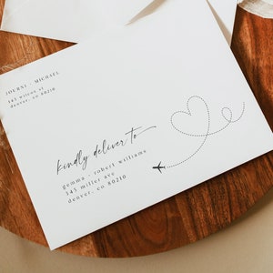 JOURNI Destination Wedding Envelope Addressing Template, Travel Themed Wedding Envelope Template, Printable Wedding Envelope