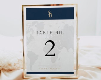 ATLAS Wedding Table Number Template, Travel Table Numbers, Destination Wedding Table Numbers Printable, World Map Table Number Cards Instant