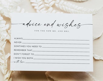 BLAIR PRINTED + SHIPPED Bridal Shower Advice Card, Advice and Wishes for the New Mr and Mrs Game, Modern Minimalist Activities, Boho Shower