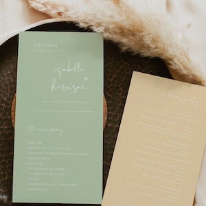 LEAH Pastel Wedding Program Template, Modern Wedding Program, Minimal Wedding Program, Printable Program Wedding, Instant Templett