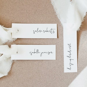 ADELLA Minimalist Slender Place Card Template, Modern Thin Wedding Place Cards, Skinny Wedding Place Cards, Unique Table Name Cards Slim