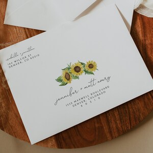 EMMA Sunflower Wedding Envelope Address Template, Rustic Printable Wedding Envelope Template, Editable Wedding Envelopes, Templett