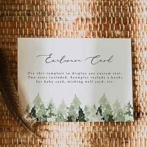 Plantilla de tarjeta de invitación de boda de pino, plantilla de invitación de montaña imprimible, diseño de bosque bohemio de acuarela DIY - CLOVER