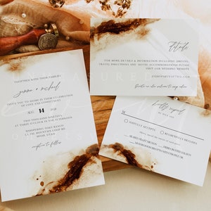 Teracotta Wedding Invitation Template Suite, Rust Watercolor Wedding Invite, Burnt Orange Wedding Invitation, Bohemian Copper Wedding JAYLA