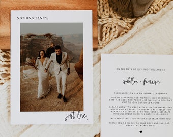 WILLOW Bohemian Elopement Announcement Template Nothing Fancy Just Love Card We Eloped Card Private Wedding Ceremony Template